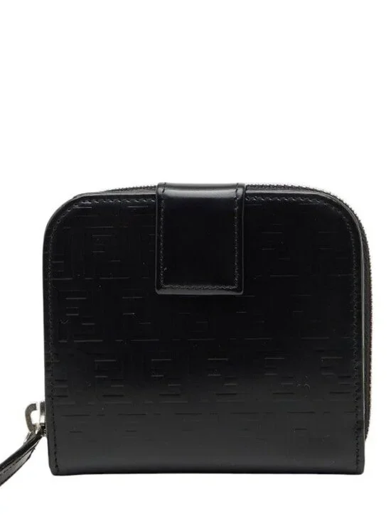 Fendi Zucchino Bifold Wallet Black Patent Leather - Picture 1 of 9